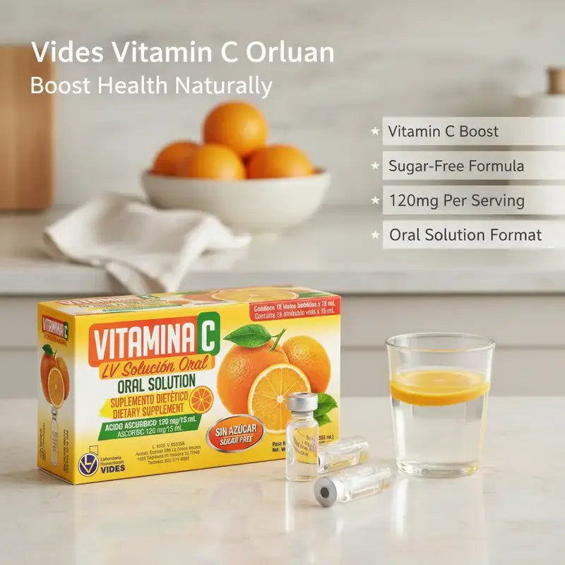 Vides Vitamina C LV Solucion Oral Oral Solution Dietary Supplement 15 Vials 120 mg/15 mL Sugar Free