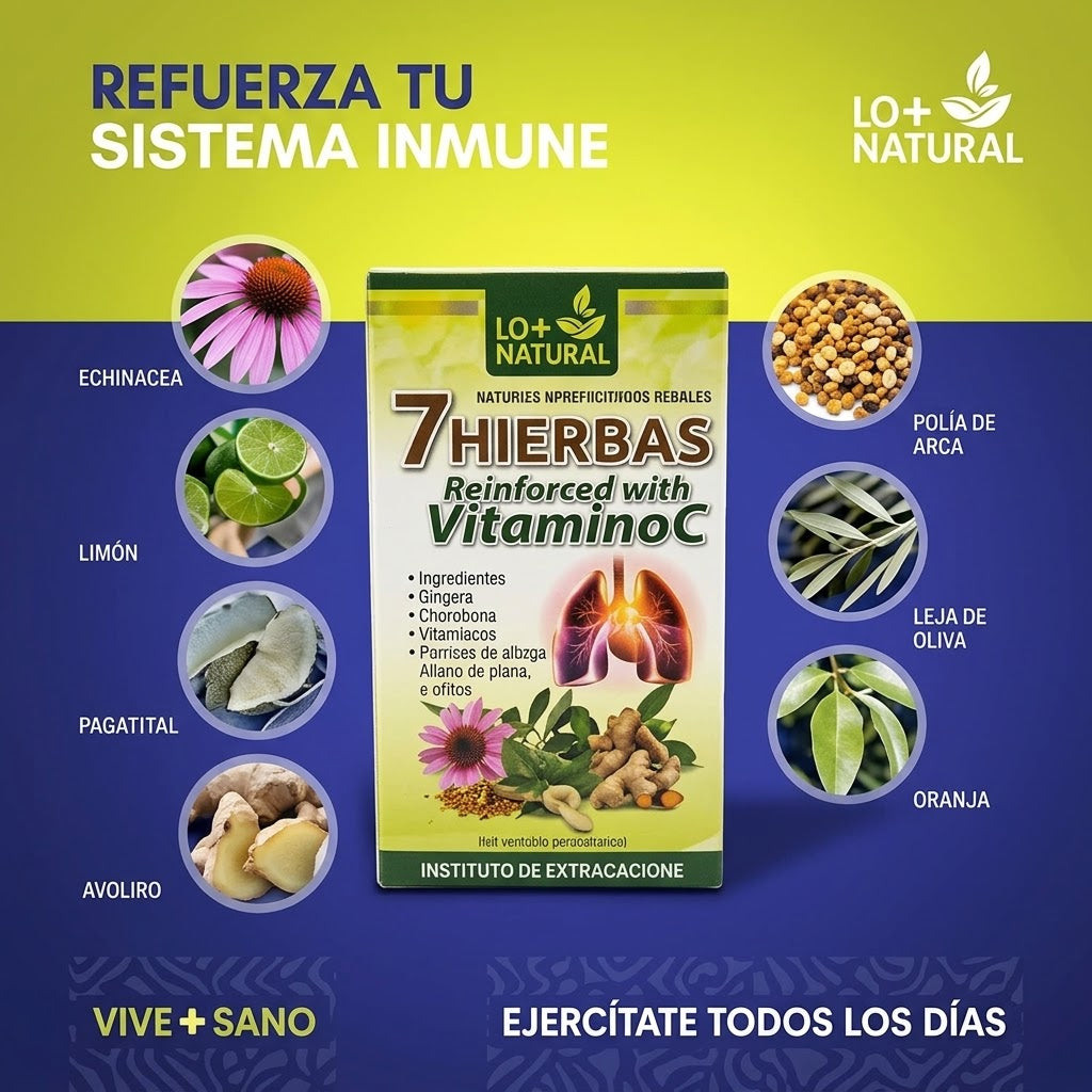 LO+ NATURAL 7 Hierbas reforzado con vitamina c (90cap) 500mg Immune Booster