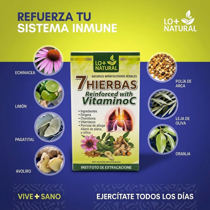 LO+ NATURAL 7 Hierbas reforzado con vitamina c (90cap) 500mg Immune Booster