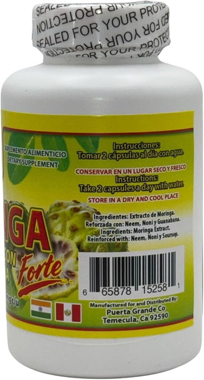 LO+ Natural Moringa Cápsulas Reforzadas con Guanábana  60 Caps, 1000 mg Each - Dietary Supplement