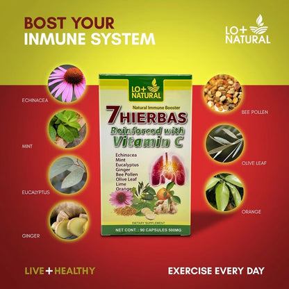 LO+ NATURAL 7 Hierbas reforzado con vitamina c (90cap) 500mg Immune Booster