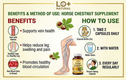 LO+ NATURAL Supplement Castaña de Indias Horse Chestnut 60 caps 1000 mg