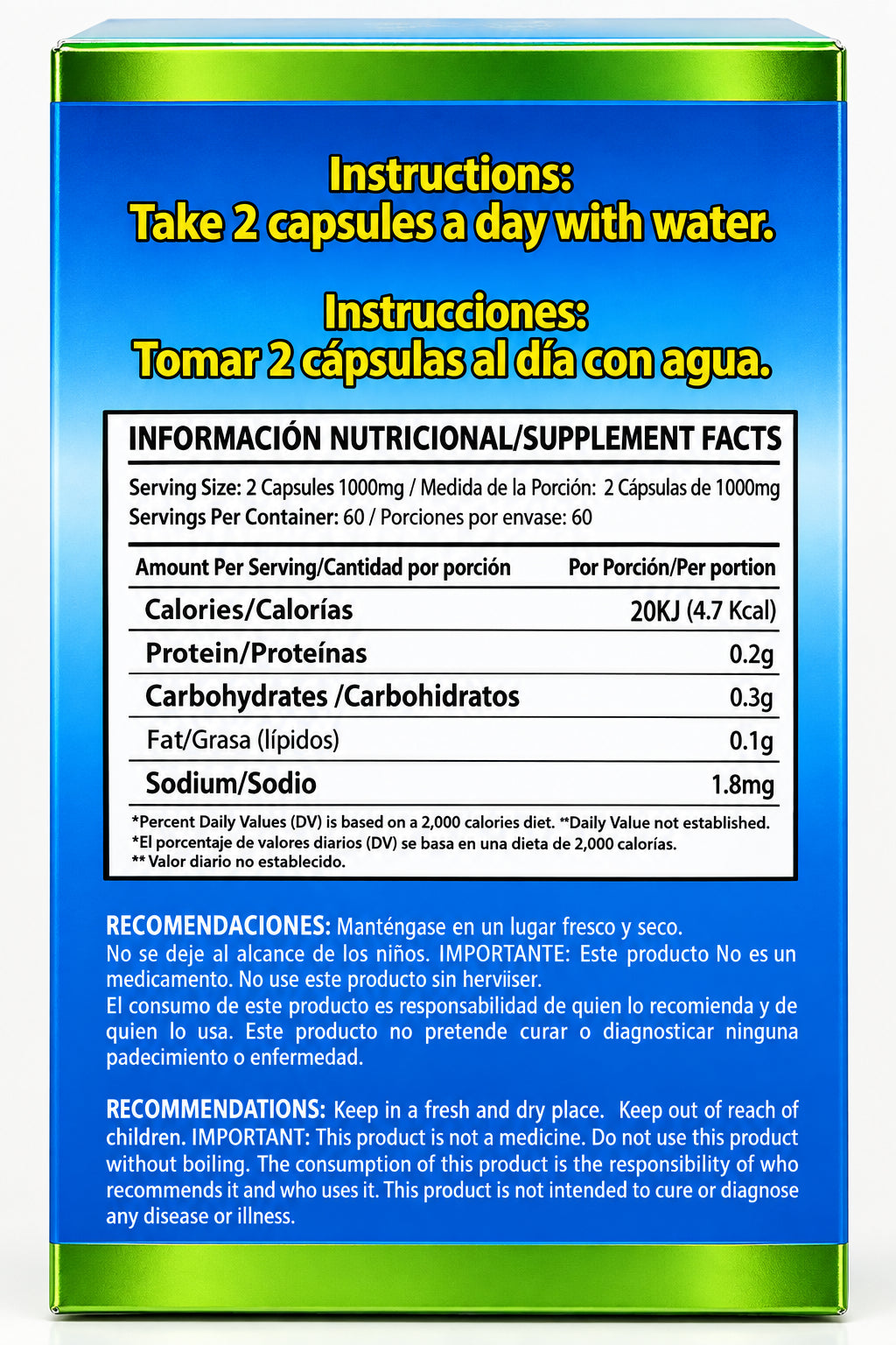 LO+ NATURAL Dietary Supplement Kidneys Rinones 60 caps 1000 mg
