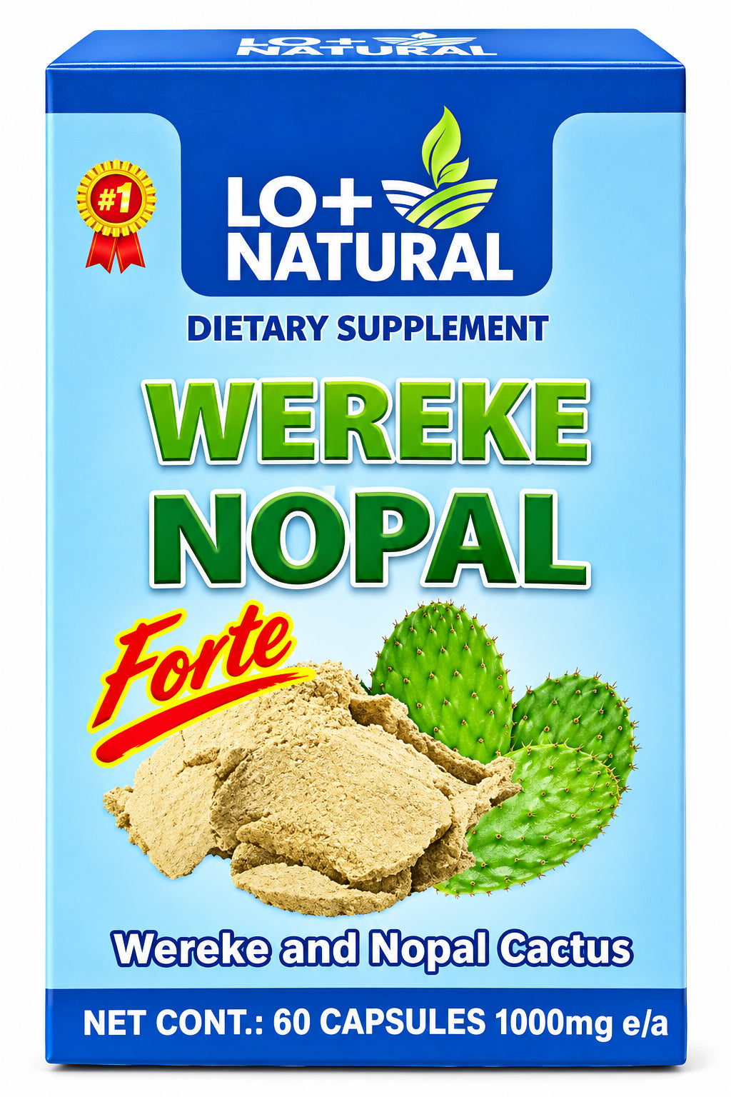 LO+ NATURAL Dietary Supplement Wereke Nopal Forte 60caps 1000mg