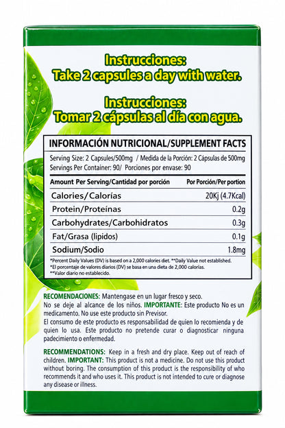 LO+ NATURAL Dietary Supplement Hoja de insulina Forte 90 caps 1000 mg