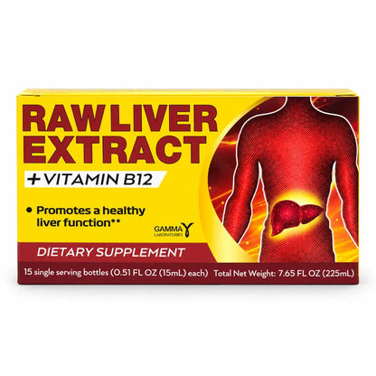 Extracto Hígado Crudo with Vitamin B12 - 15 Bottles of 15mL Each - Promotes Healthy Liver Function - Dietary Supplement