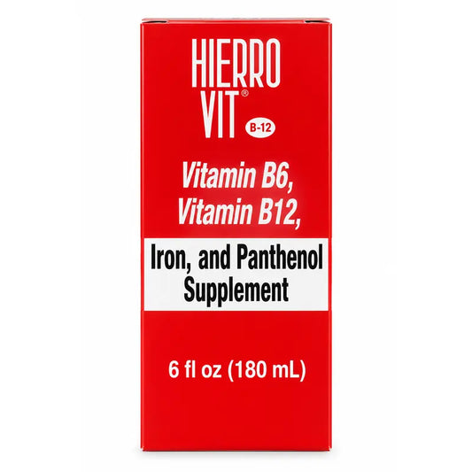 Hierro Vit B-12 Vitamin B6, B12, Iron, and Panthenol Supplement 6 fl oz 180 mL