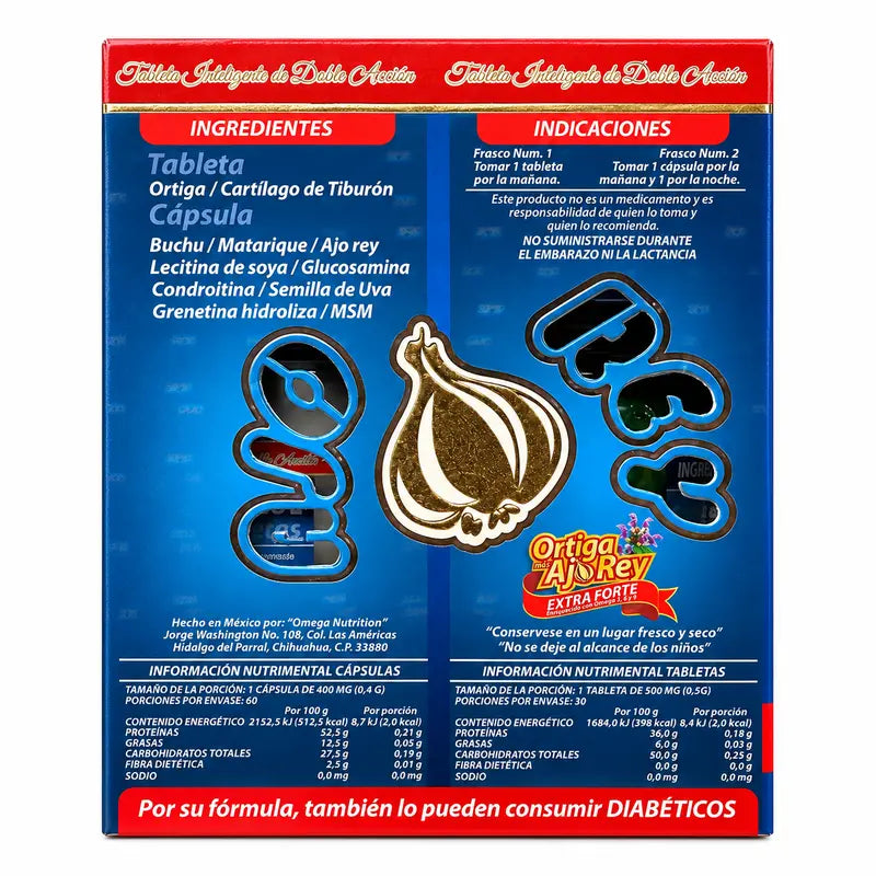 Ortiga Rey Blue Box Mexico Vitamin Supplement, 60-Capsule Bottle