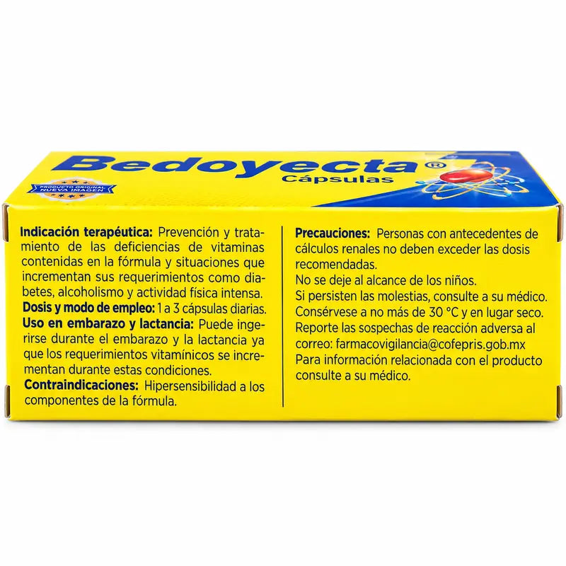 Bedo Capsules - Vitamin B1, B2, B3, B6, B12, C, Folic Acid - 100,000 mg per capsule - Original Product