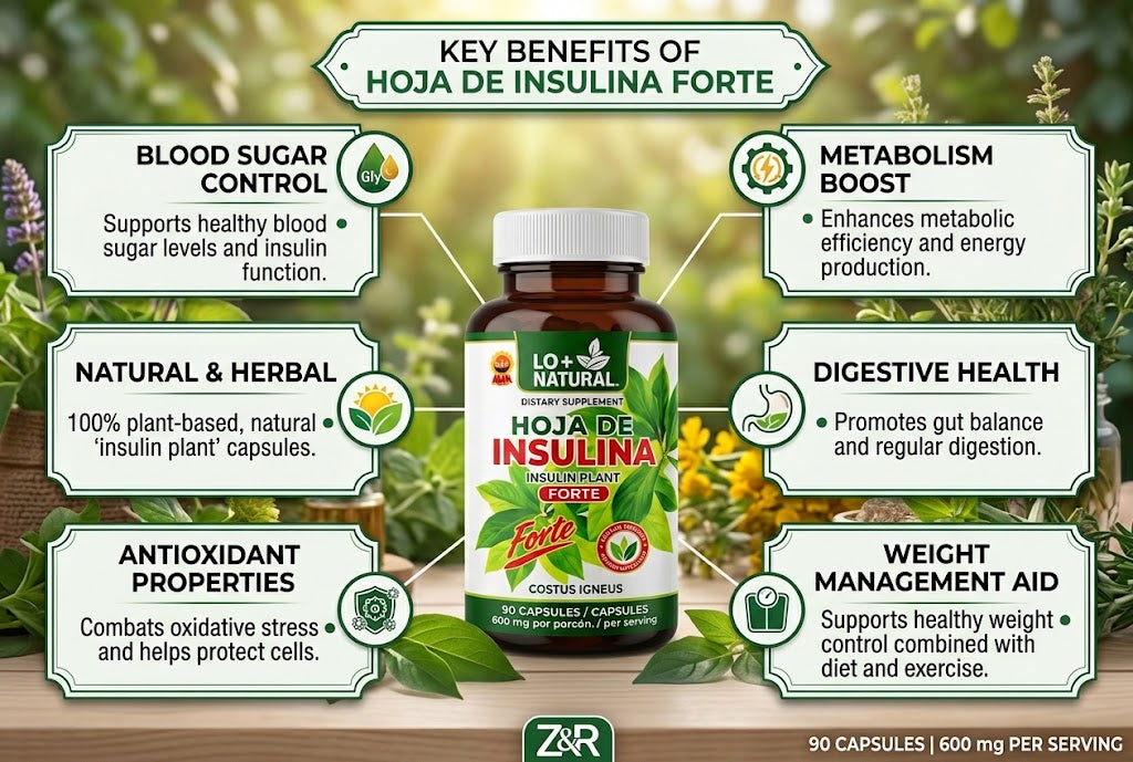 LO+ NATURAL Dietary Supplement Hoja de insulina Forte 90 caps 1000 mg